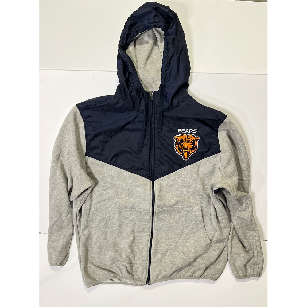 NFL Chicago Bears Full Zip Hoodie Mens XXL G-III Mixed Media Navy Gray Jacket